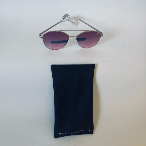 Quay Australia Dragon Fly 126 Pink Aviator Sunglasses Matte Gold, NWT - Picture 5 of 11